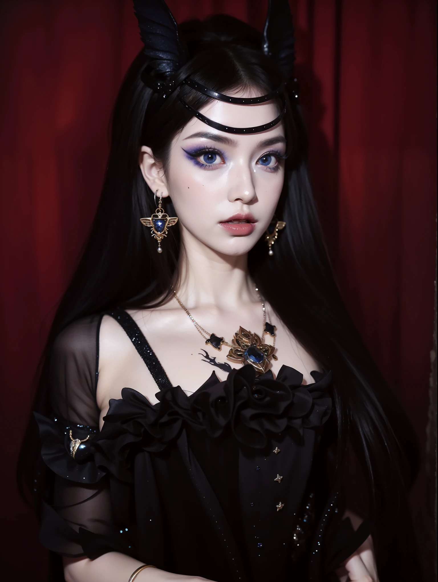 Detailed image quality,Pandora the Witch,wing, Succubus主题,堕落Angel,Excellent,scary,Secret Terror,Tentacles,With eyes,Uncanny Valley Effect,Beast Blood Moon,skeleton,vampire,Hellfire,Dark Queen,Angel,magician magic witch,16岁Angel,Eyes are blue(Pupils as deep as the starry sky),Gorgeous tattoo designs all over the body,Succubus,Dark Queen,Gold Jewelry,breasts symmetrical,Fire Queen,Sparkling Silver Dust Skirt