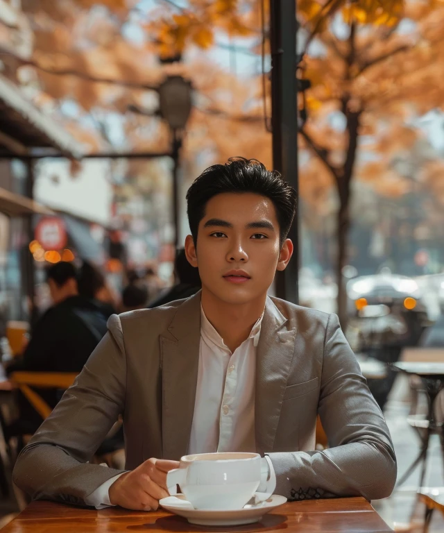 Araffe man in bright dark jeans, Southeast Asians with round faces, Warm light, morning sun, black eyes,abdominal muscles, The body is beautiful and strong., (digital painting, HDR, high contrast), 3-D, 8K, 45,000,000 pixcls,