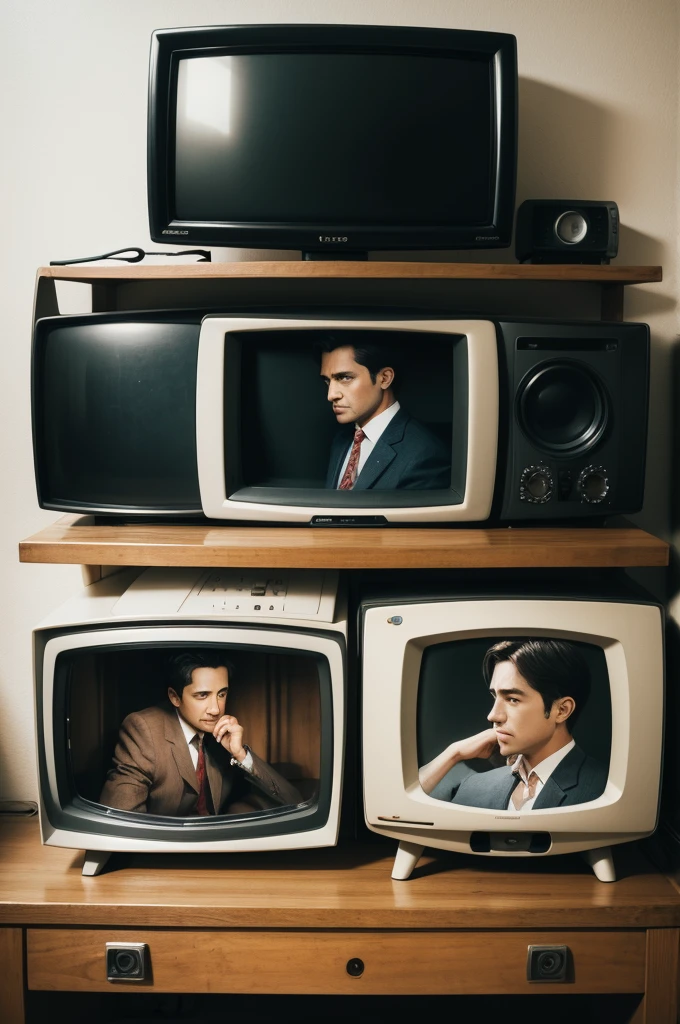 An old TV with an image of a couple