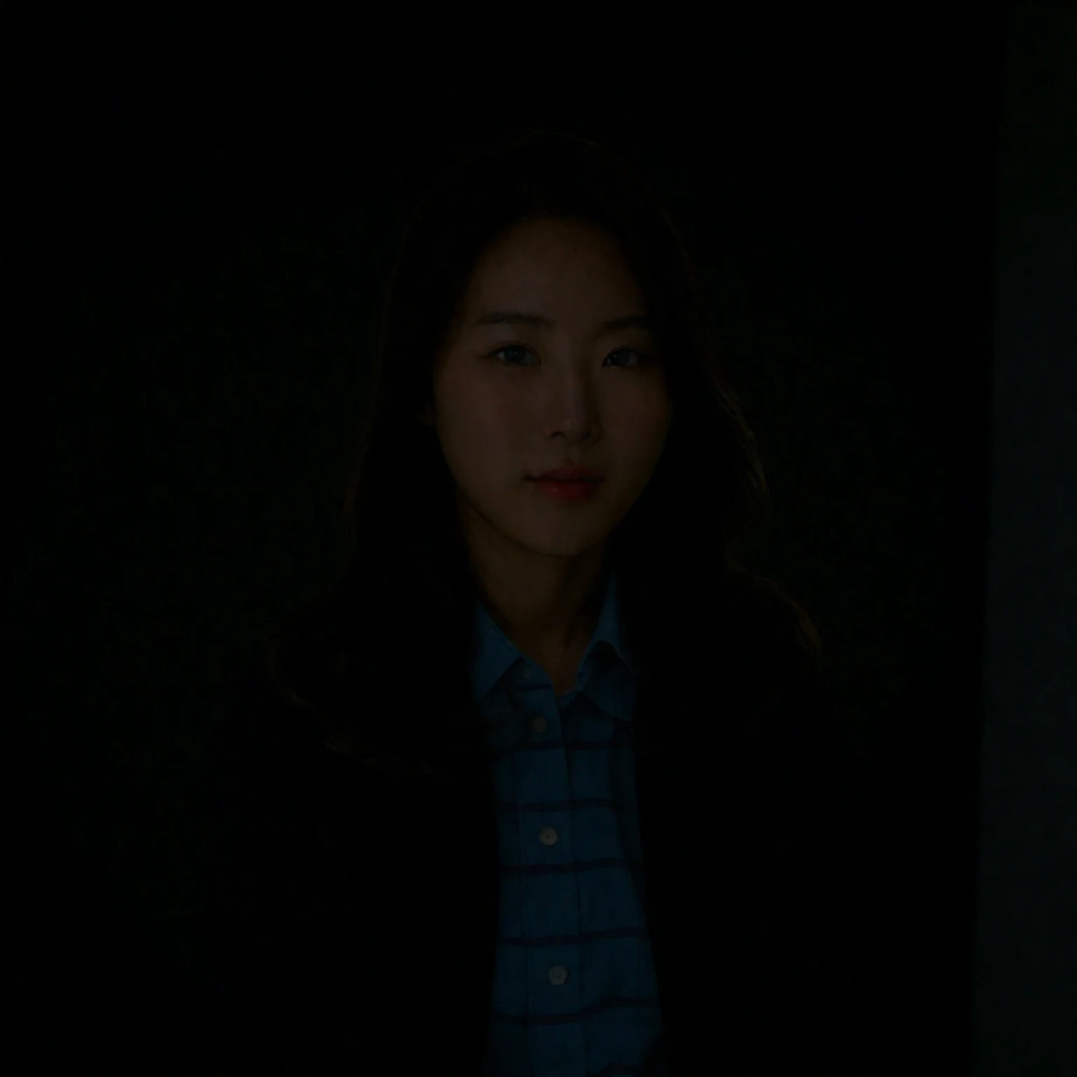 Best Quality, 8k, Masterpiece, (Portrait: 1.3), (photo realistic:1.4), (hyper realistic:1.4), Sharp Focus, looking at viewer, (smoother lighting:1.1), (increase cinematic lighting quality:0.9), realistic lighting, backlighting, light on face, ray trace, (brightening light:1.2), (Increase quality:1.4), sharp detail, (best quality real texture skin:1.4), finely detailed eyes, black_eyes, finely detailed face, 25 year old Korean woman