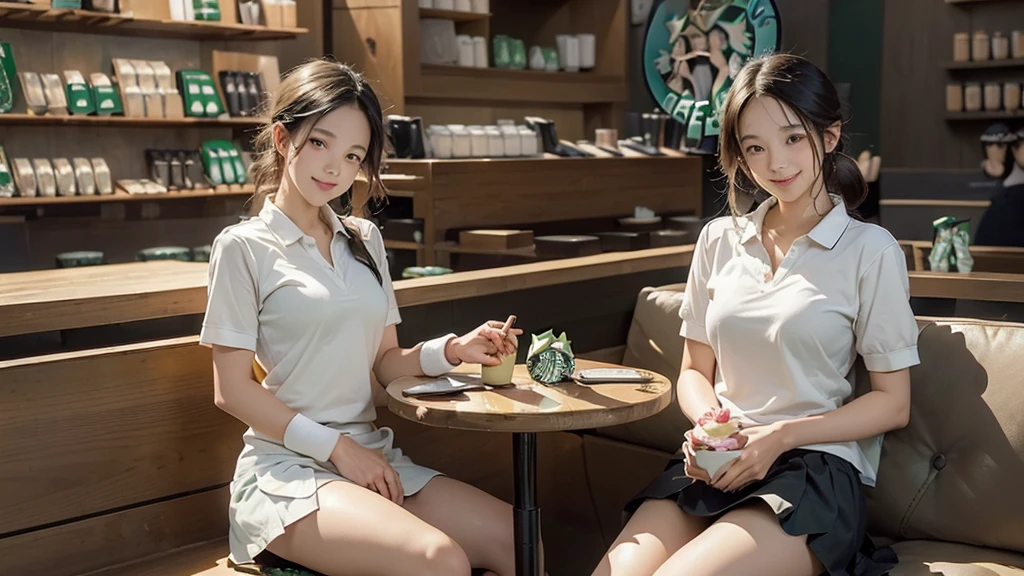 
((((((((Emphasize cleavage))))))))
((((((((A female junior high school student in a short-sleeved white tennis polo shirt))))))))
((((((((A junior high school girl in a white tennis miniskirt))))))))
(((((((お洒落でcuteInside the Starbucks store)))))))
8K、RAW Photos、Highest quality、Super detailed、Super Resolution、Ultra HD、8K壁紙、Amazing details
((((((tennis racket))))))


(((((((Inside the Starbucks store)))))))、
((((((Sit down and eat cake、Drink Starbucks coffee、smile))))))、((Heart Necklace))




Modern and sleek design：Interior design using natural materials、Many of the designs are warm and made using wood and metal.。
Large windows：自然光をたっぷり取り入れるためのLarge windowsがあり、Providing a bright and open space。
Green Interior：Potted plants are effectively placed、It creates a relaxing atmosphere。
artwork：Works by local artists、Starbucks-related art on display。
Cozy seating：Cushioned chairs and sofas、Bar sheet etc.、A variety of seating options available。
Open kitchen area：Being able to see how drinks and food are made、We provide peace of mind and transparency。
Unique lighting：Antique lamps and chandeliers、Modern lighting fixtures are used。
Comfortable background music：Relaxing music is playing、A comfortable space is provided。
Wide々Table space：一人でもグループでも使いやすいWide々There is a table with。
Community Table：There is a large table where you can socialize with other customers.。
Seasonal decorations：The decorations are themed according to the season.。
Design with a local feel：The design incorporates the local culture and characteristics.。
Fragrance production：コーヒーの香りが店内にWideがり、A space that satisfies the five senses has been created.。
Conversation with a barista：フレンドリーなConversation with a baristaが楽しめるカウンターエリアがあります。




8K、RAW Photos、Highest quality、masterpiece:1.2、Super detailed、Super Resolution、Ultra HD、8K壁紙、Amazing details、Photorealistic:1.4、Having fun by the water、Full Body Shot、Full body photo、High-resolution RAW color photos、Professional photos、A scene full of emotion、Very detailed and beautiful、Ultra HD、8K壁紙、Amazing details、Huge file sizes、Highly detailed beautiful girls、Highly detailed face Highly detailed eyes、Extremely realistic skin、 Highly detailed fingers, Highly detailed nose, Highly detailed mouth, Perfect Anatomy, Highly detailed background, Highly detailed clothing, Teen, cute女の子, Famous Japanese Idols, cute, Realistic body, Slender, White skin, Glowing Skin, Slim body, Realistic Face, Delicate eyes, double eyelid, 






