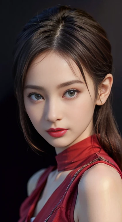 ((masterpiece:1.4)、(Highest quality:1.4)、(Realistic:1.7))、Masseter muscle area:1.4、pretty girl、Portrait of a girl、Close-up photo、Upper body photo shoot、Beautiful Face、Cute face、Detailed eyes、Draw the eyes clearly, Beautiful and attractive eyes、Beautiful Eyes、Tight waist、ponytail、RAW Photos、Red lips、1 Screen Display、