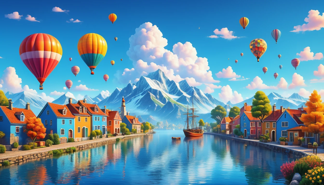 Create imaginative and stunning images demonstrating the style of ((Naive Art)), blue and cloudless sky, hyper realistic, 8k, vibrant colors, sharp and clear image