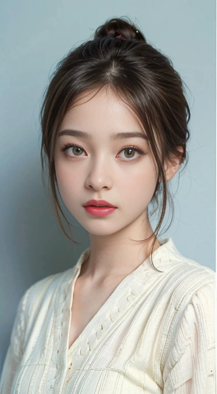 ((masterpiece:1.4)、(Highest quality:1.4)、(Realistic:1.7))、Masseter muscle area:1.4、pretty girl、Portrait of a girl、Close-up photo、Upper body photo shoot、Beautiful Face、Cute face、Detailed eyes、Draw the eyes clearly, Beautiful and attractive eyes、Beautiful Eyes、Tight waist、ponytail、RAW Photos、Red lips、1 Screen Display、
