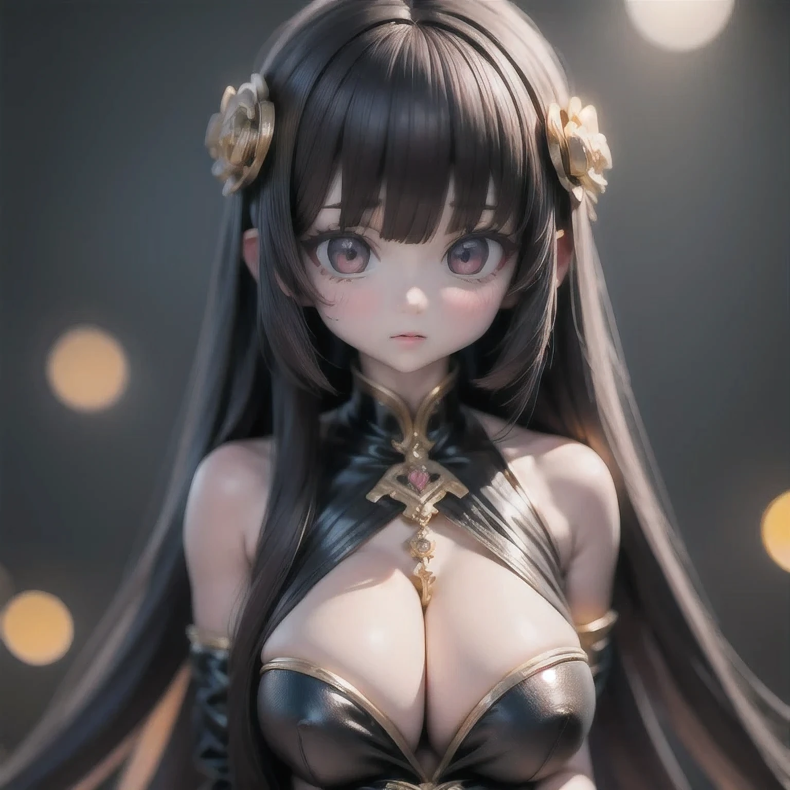 CG
1girl
bangs
bare shoulders
black dress
black eyes
black hair
blurry
blurry background
blurry foreground
bokeh
breasts
brown eyes
cleavage
closed mouth
depth of field
dress
hair ornament
jewelry
large breasts
long hair
looking at viewer
medium breasts
solo
upper body
very long hair