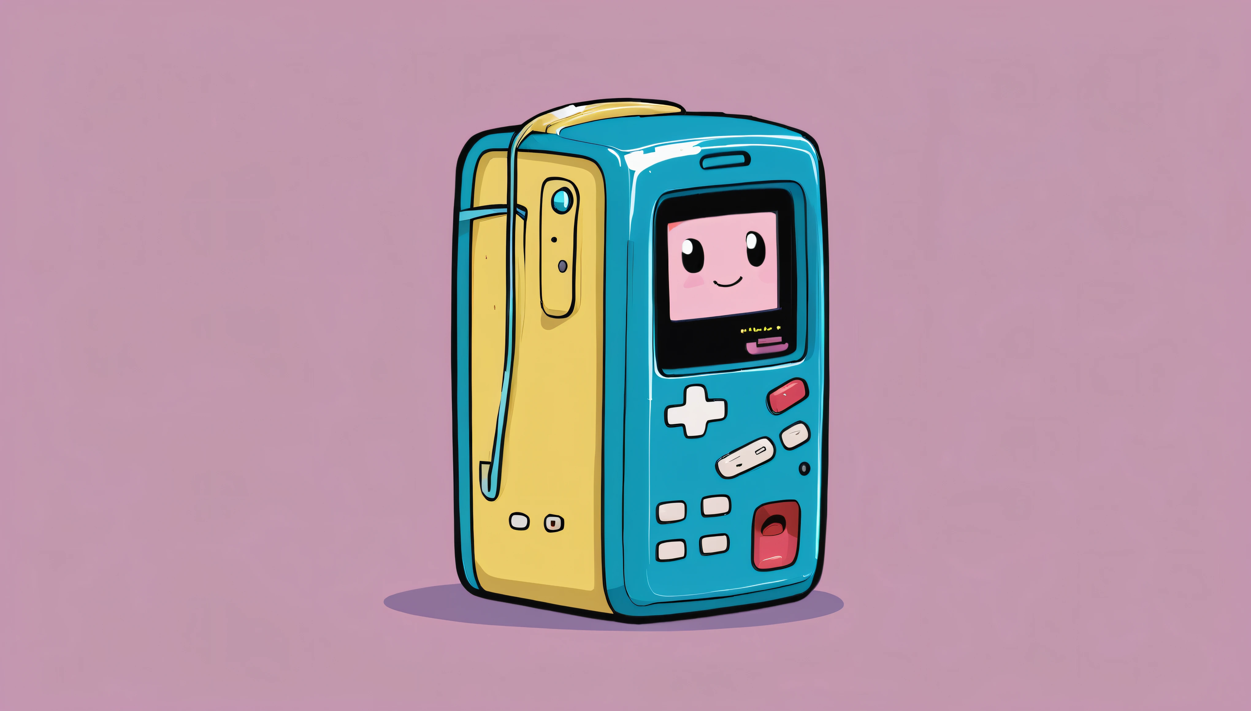 vector art of a vintage 2000s cell phone, dress a gamer, cute adventure time style