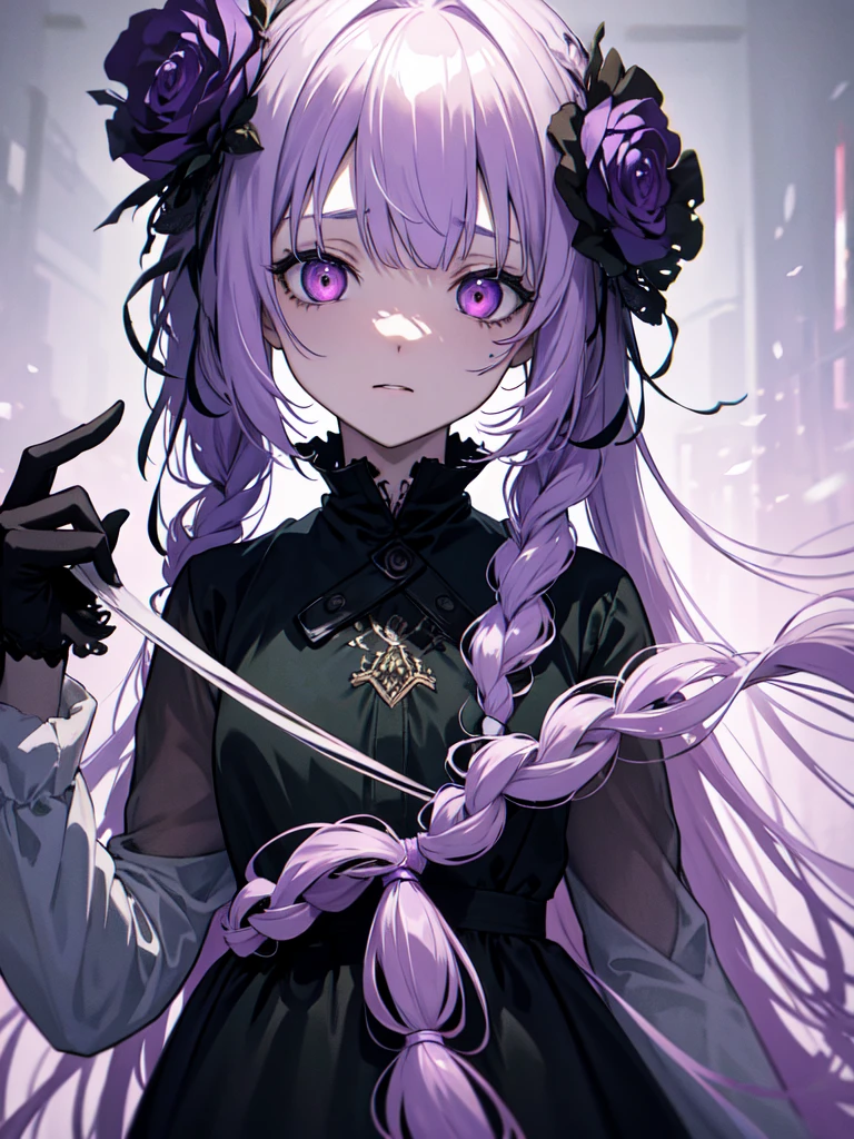 Full bangs, Gradient braided hair, (Light purple hair), (Ink blotches:1.1), (pale:1.2),(Light purple:1.2),(Light green:1.2)　and full body, Artistic elements add depth to the work. The overall atmosphere is creepy and nightmarish..., With a unique artistic touch. This movie is、The dark and crazy world of horror movies depicted in HD., Evoke visual stimuli and aesthetic sense, It will terrify and excite the audience....,watercolor画, （Lightless, Eyes without highlights, Evil Eye, A bad looking person with white eyes, It&#39;s a red eyeliner）,whole body絵, Wearing a maid outfit and （Mature face,tall, Wearing black tights,Green Eyes, The skin is hidden　and maid, The background is a dark and desolate landscape, Horror movie atmosphere. Her figure is extremely beautiful, Emphasizing the dark and crazy elements. Skillfully expressing the effects of light and shadow, detailed, The face and expression of the black costume are also carefully drawn...,sketch (Character design sheet, same characters, whole body, Three-View, front, ~ ~ ~ side, return) and 1 female, Nervous,Cowboy Shot,,(Very bright:1.1), White Background, [1 Girl:7], (Tilt your head:1.2), ([sketch|watercolor \(Moderate\)]:1.15),Chaotic Abstract