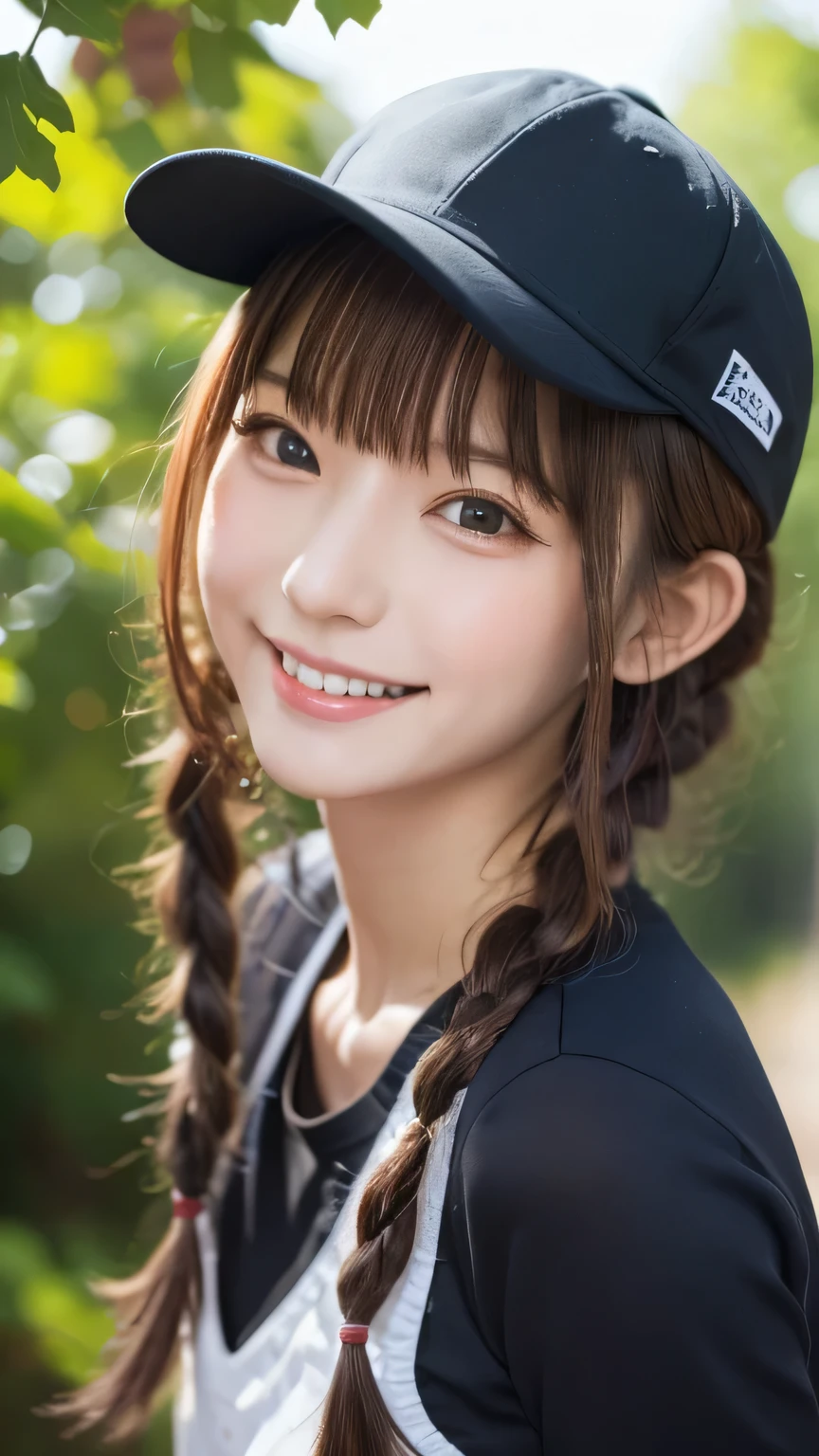 Best picture quality (8K, high resolution, Masterpiece: 1.2), super detailed, 215 Short Hair,Three braids long hair, 16-year-old woman,
situation: A is taking a horse riding training stroll in nature.。
detailed:
angle: Green natural scenery and blue sky in the background、A shot of a girl riding a horse。
clothing: Light riding clothing、Wearing a cap。
atmosphere: The silence and beauty of vast nature、A path stretching through the greenery。Wind is wood々Rock。
action: The girl slowly rides her horse、Enjoy the surrounding scenery。sometimes、Gently pat the horse's neck to show affection。
Active Pause ,
Beside her、The thunder danced。
Close up shot of face
, random cute pose ,big eyes ,Puffy eyes , Heart Pupil, blush , huge shy smile , salute