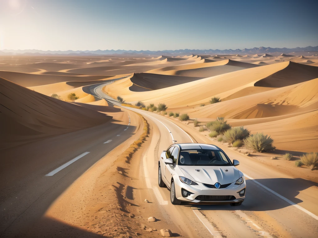 (desert :1.2),road ,(รถวิ่งบนroad:1.2) landscape:1.5 ,(Many cars:1.2) ,