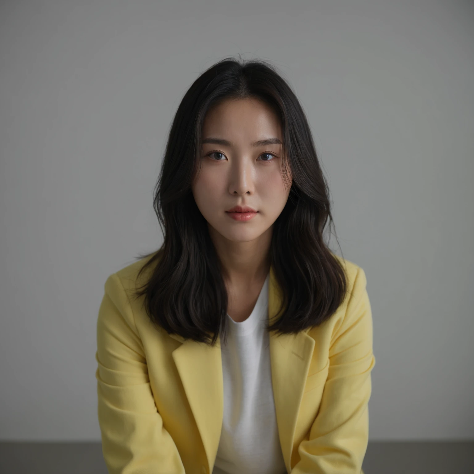 Best Quality, 8k, Masterpiece, (Portrait: 1.3), (photo realistic:1.4), (hyper realistic:1.4), Sharp Focus, looking at viewer, (smoother lighting:1.1), (increase cinematic lighting quality:0.9), realistic lighting, backlighting, light on face, ray trace, (brightening light:1.2), (Increase quality:1.4), sharp detail, (best quality real texture skin:1.4), finely detailed eyes, black_eyes, finely detailed face, 25 year old Korean woman