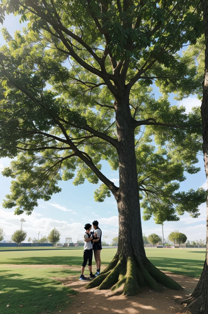 with my friend while mlbb game playing in the tree