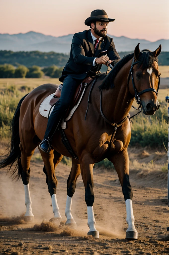 A man riding a horse and holding