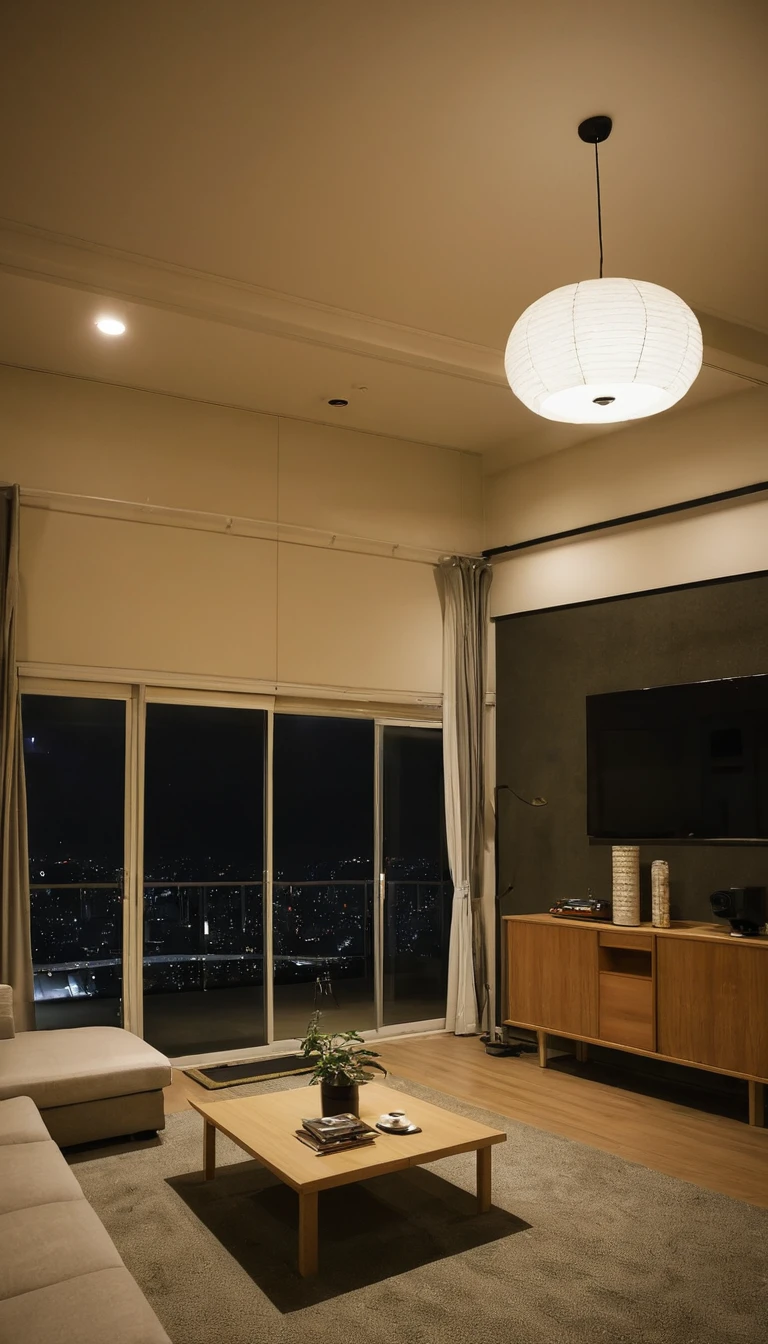 living room、night、
