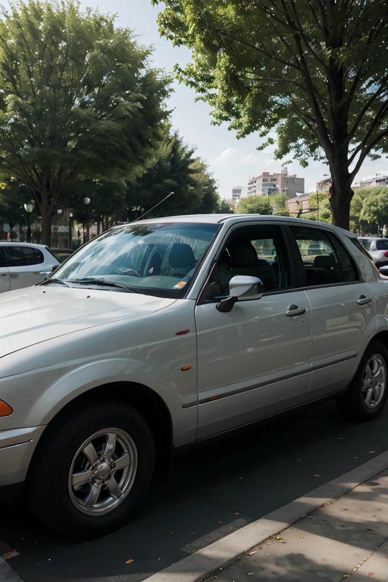 Car parked next to a park