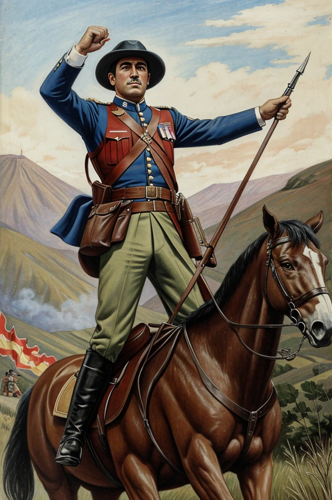 draw Manuel Rodríguez fighting in the Chilean War of Independence