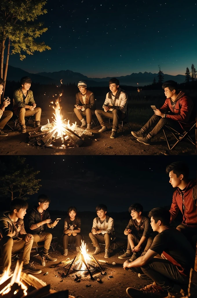 On the night of the full moon, I was playing mobile legend game with my phone next to the campfire with many of my friends