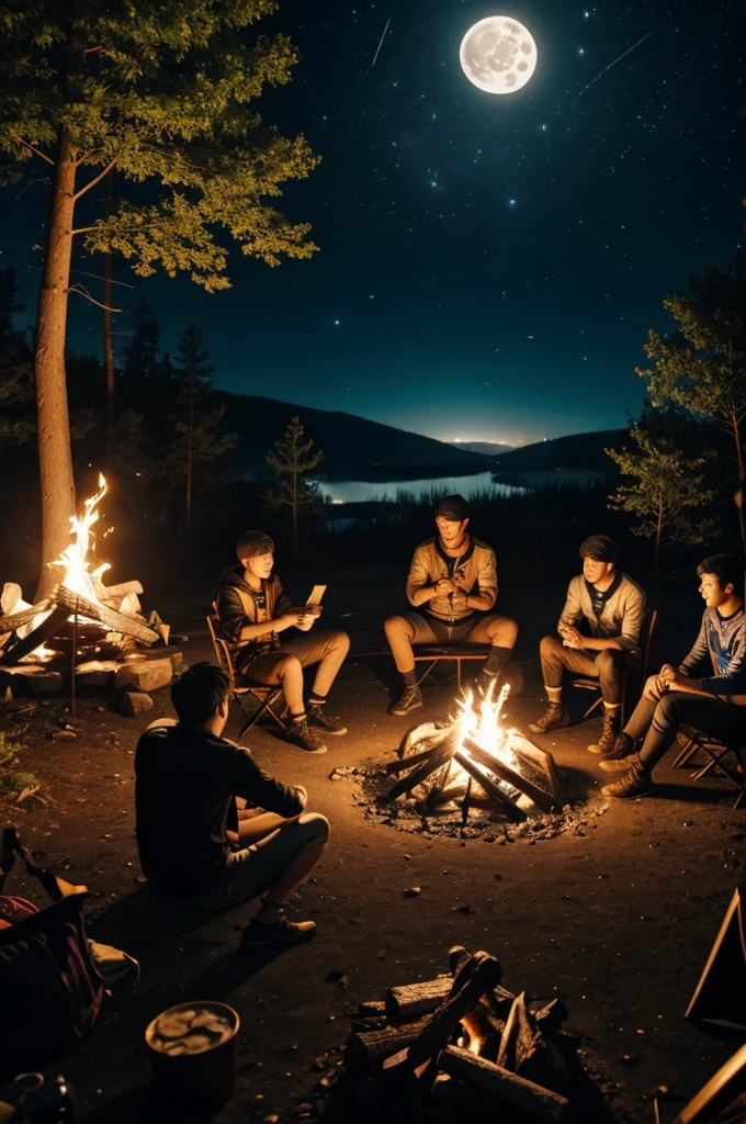 On a full moon night, I was playing a mobile legend game with my friends by the campfire