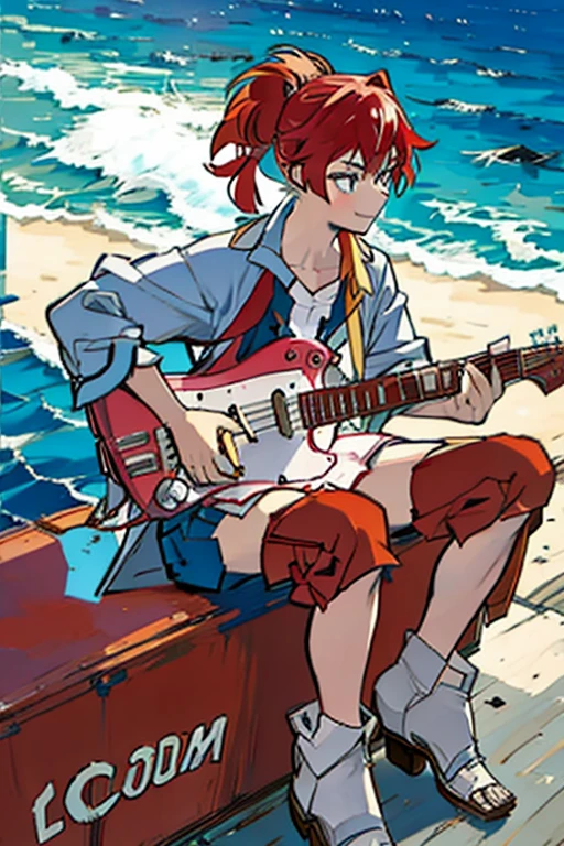 Drum instructor　Fun drum playing　Seaside　Anime Style