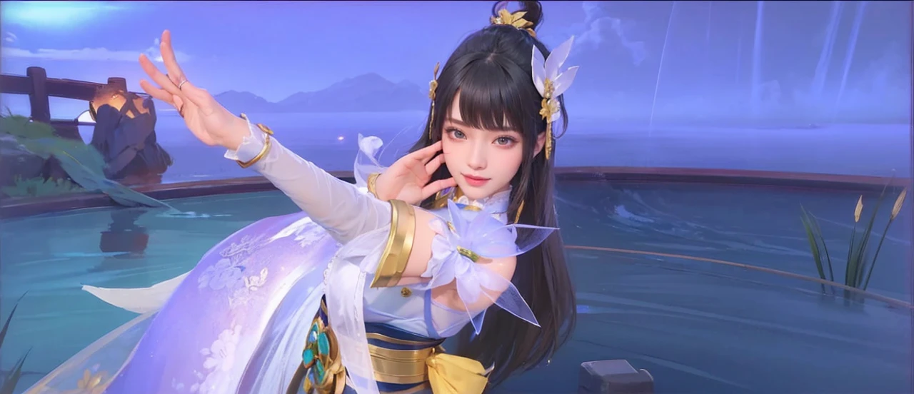 Realistic, Kagura from Mobile legends, ultra detail, high quality, masterpiece, ultra hd, perfect face, perfect detail, fokus high detail, detail face, smile