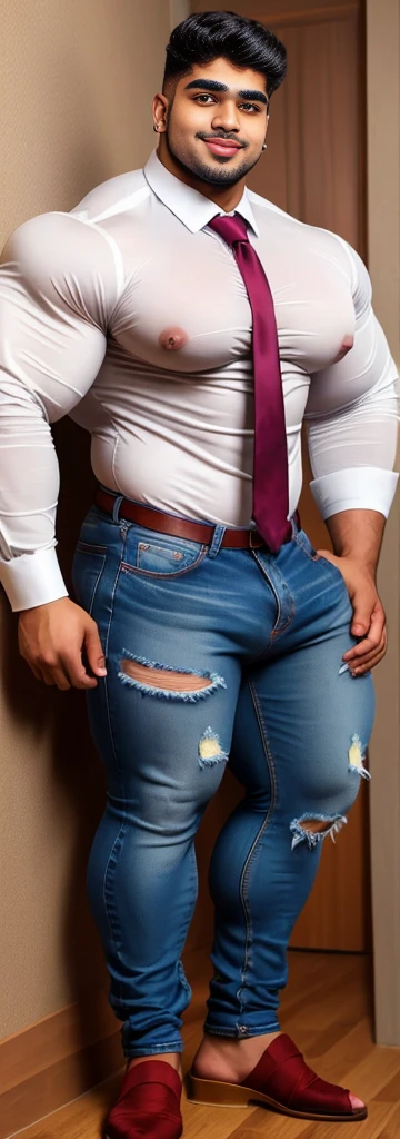 4 meter tall slightly overweight indian men. 20 years old. Childish Young hairless fresh face. In london with friend. Very sexy Posing for camera. Muscular. Wearing a henley and tight sweat pants. Big ass. Smooth body and face. Belly seen. Long long legs.