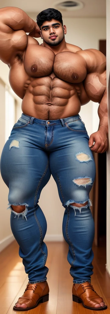 4 meter tall slightly overweight indian men. 20 years old. Childish Young hairless fresh face. In london with friend. Very sexy Posing for camera. Muscular. Wearing a henley and tight sweat pants. Big ass. Smooth body and face. Belly seen. Long long legs.