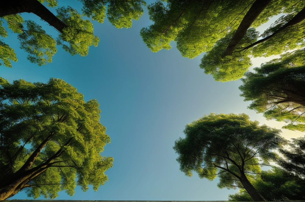 (((Masterpiece))), (high quality), In the forest at dusk。Black clouds cover the sky。There are large trees all around、I look up at it with a tilted gaze.。Realistic。
