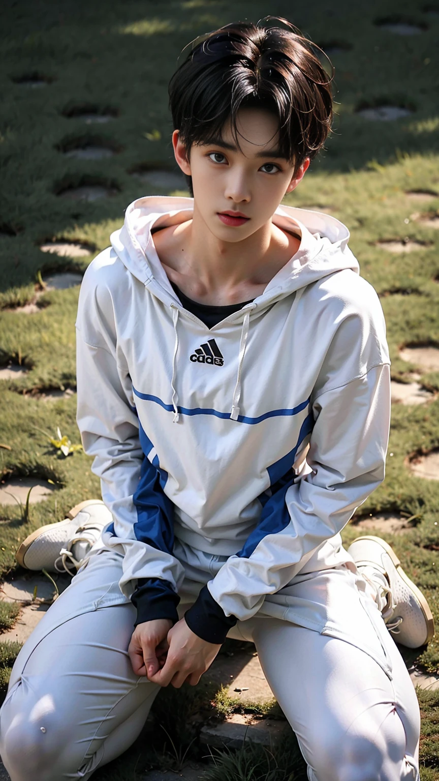 yoru valorant, wearing tshirt only, white tshirt, laying in grass, sleeping, calvin klein underwear, bulge 