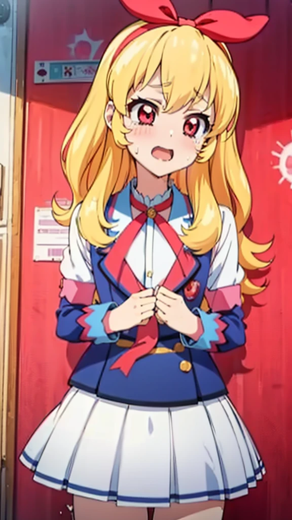 masterpiece,Highest quality,Browsing Caution,blouse, Pleated skirt,Ichigo Hosimiya,vagina,Sex,throw,At the bed,（behind）,take off your clothes,(surprise,Disgust,anger),Open your mouth,Cry,,semen,Sweat