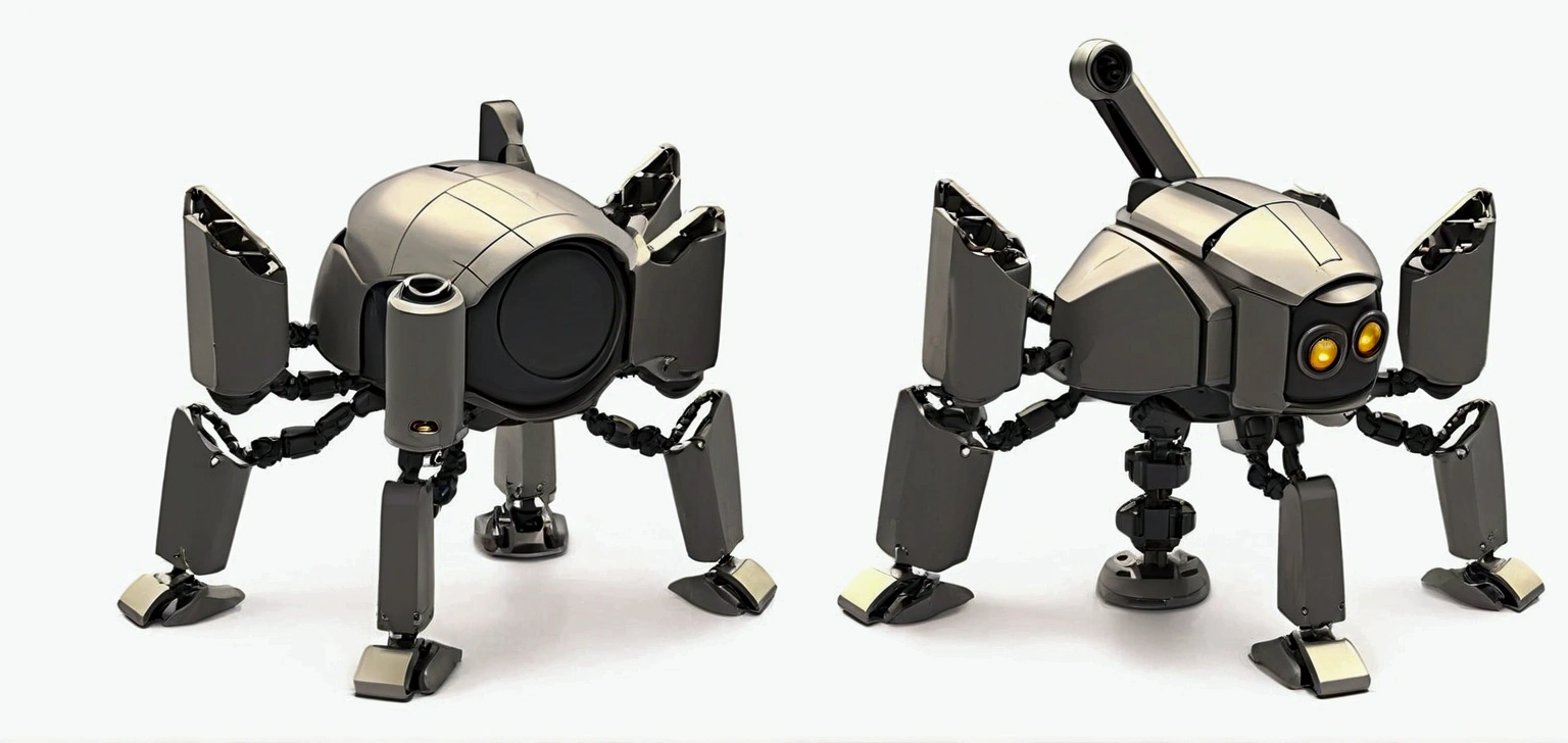 Six-legged robot vehicle,Retro-future,nostalgic,bent,Rounded design,red,60&#39;s