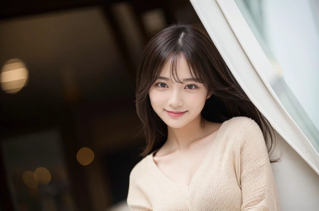 Highest quality masterpiece Beautiful woman photo style Real luxury smile Middle wind Sepia tone