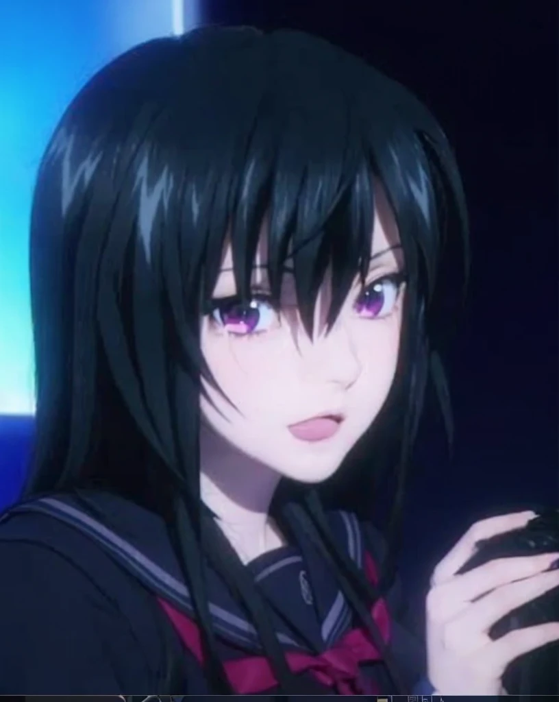Sailor suit black tights loafers long hair Purple Eyes Ahegao Masturbation