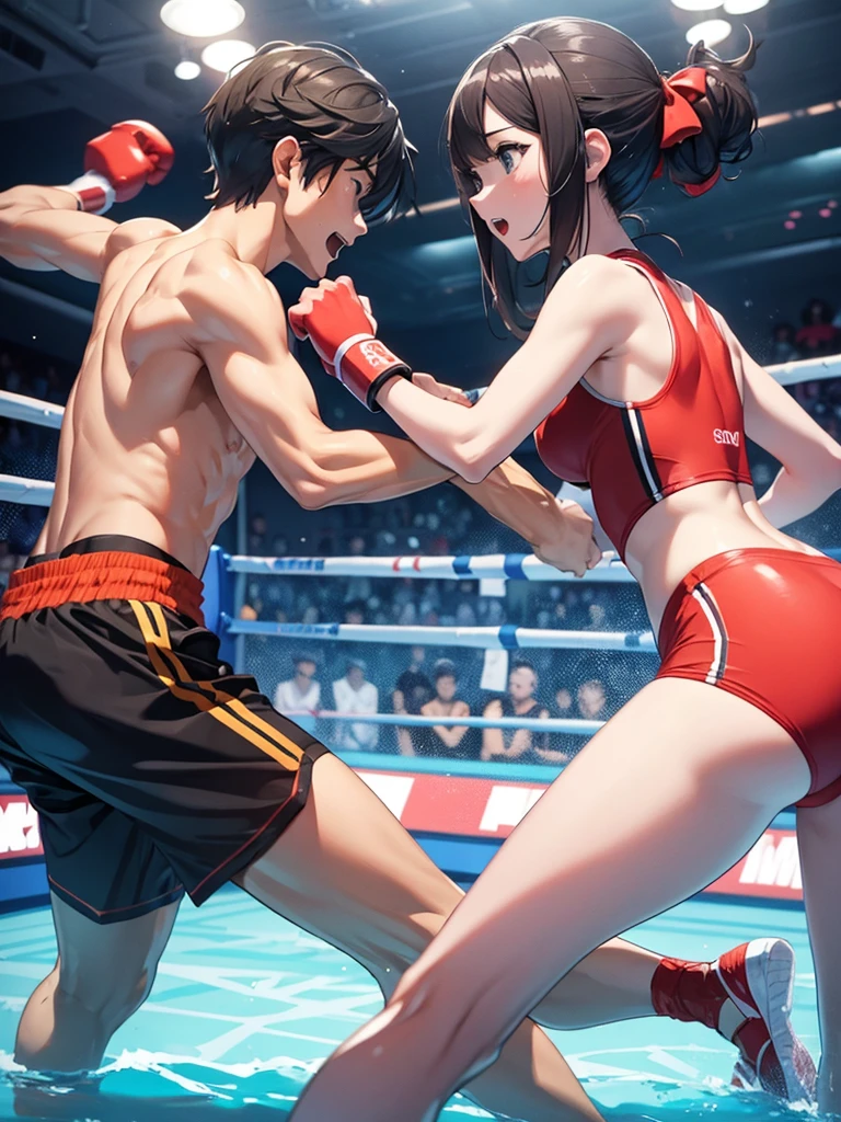 Boxing Counter、Men and women in swimsuitsTwo people fighting Pokemon Nanjamo