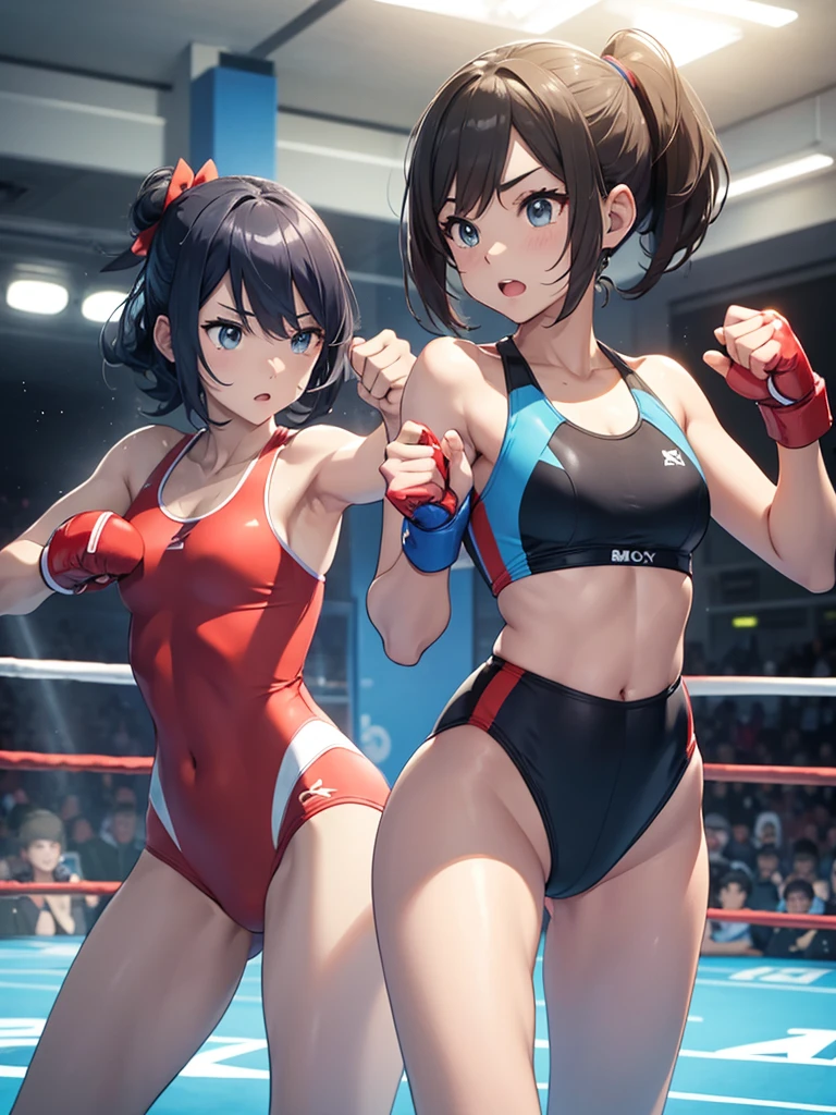 Boxing Counter、Men and women in swimsuitsTwo people fighting Pokemon Nanjamo