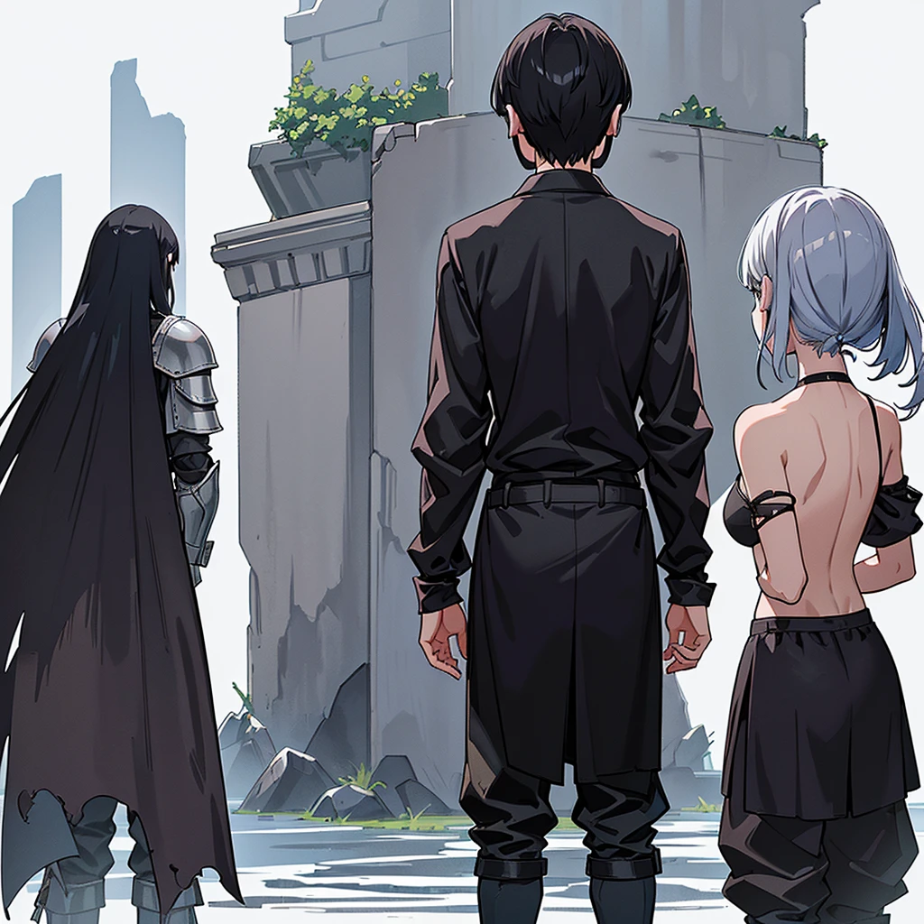 Best illustrations、Best Quality、(((Simple grey armor、Black trousers、Black glover.々Hairstyle、Mr.々Hair color)))、(((Grab the sword、Get Ready)))、(Old ruins、desert。Grass)、Fall to the floor、(Black, muddy swamp)、(中世の騎士が10 people)、(get annoyed、anxiety、impatience、Open your mouth、shout)、(lots of medieval knights、10 people)、battlefield、(From the back、Back view、back view)、(White background)