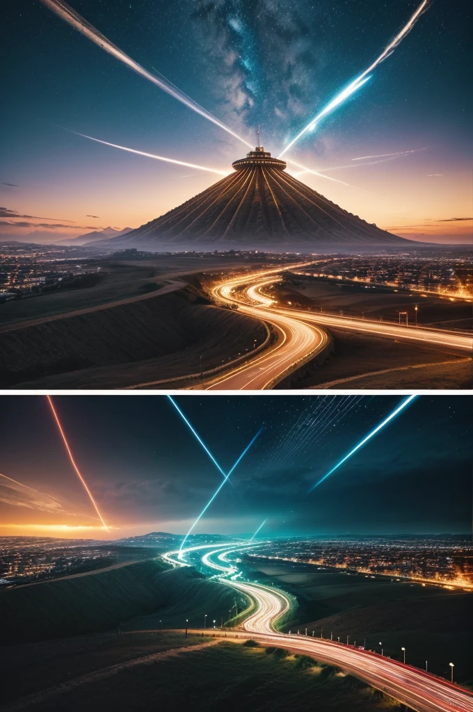 "Design a YouTube banner featuring a time machine traveling from the present to the past. The left side should depict a vibrant, modern cityscape representing the present, while the right side shows a historical scene, such as ancient civilizations or iconic historical events. In the center, a dynamic, glowing time machine should be transitioning between the two eras, with trails of light or energy illustrating its journey through time. Include the text 'Journey Through History' in a bold, cinematic font that complements the theme."