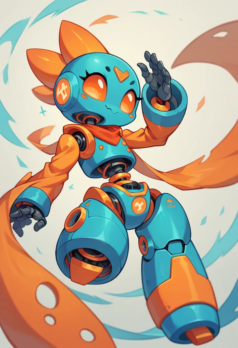 Help me create a small robot in White, Blue and Orange or floating robots