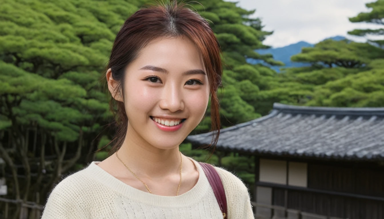 (best quality, masterpiece, ultra detailed, ultra high res, photorealistic, raw photo, absolutely resolution), smile, Japanese, 20 year old woman, out door