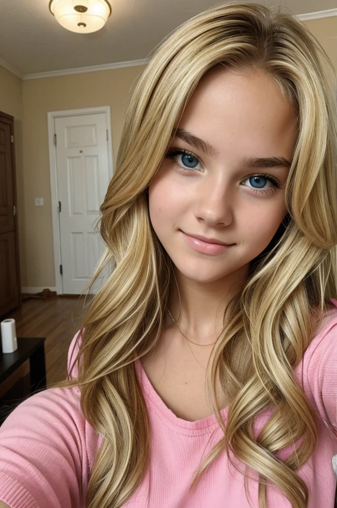 pretty blonde teen taking a selfie