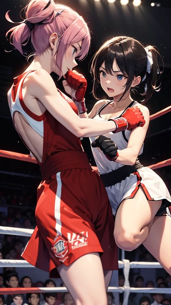 Boxing Counter、Men and women in チャイナドレス、Two people fighting
