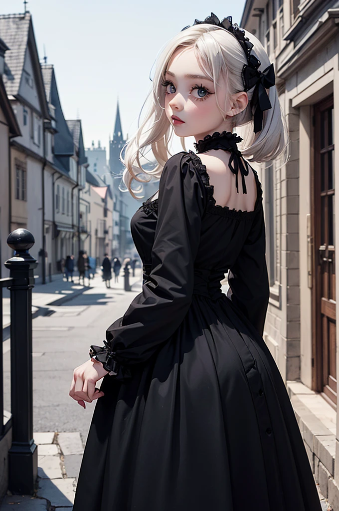 A masterpiece of gothic horror painting,((Beautiful girl standing:Gothic Lolita:12 years old:Temporary:beautiful girl:cute:adorable:perfect face:white people:eyelash:Big eyes)),gothic house,look back,black and white,The adorable girl&#39;s true identity is a murderer who will kill her entire family.,Famous events made into movies,scary but beautiful,Gothic Beauty,expressing beautiful madness,Shrouded in mystery,Placing dark clouds that foreshadow tragedy in a beautiful gothic house,can&#39;don&#39;t believe her&#39;The culprit is.,be familiar with,Use red as an accent color,race,embroidery,detailed pattern,rendering,Designer House,luxury house,nice,quiet,beautiful light and shadow,gothic room,golden ratio,anatomically correct,rococo