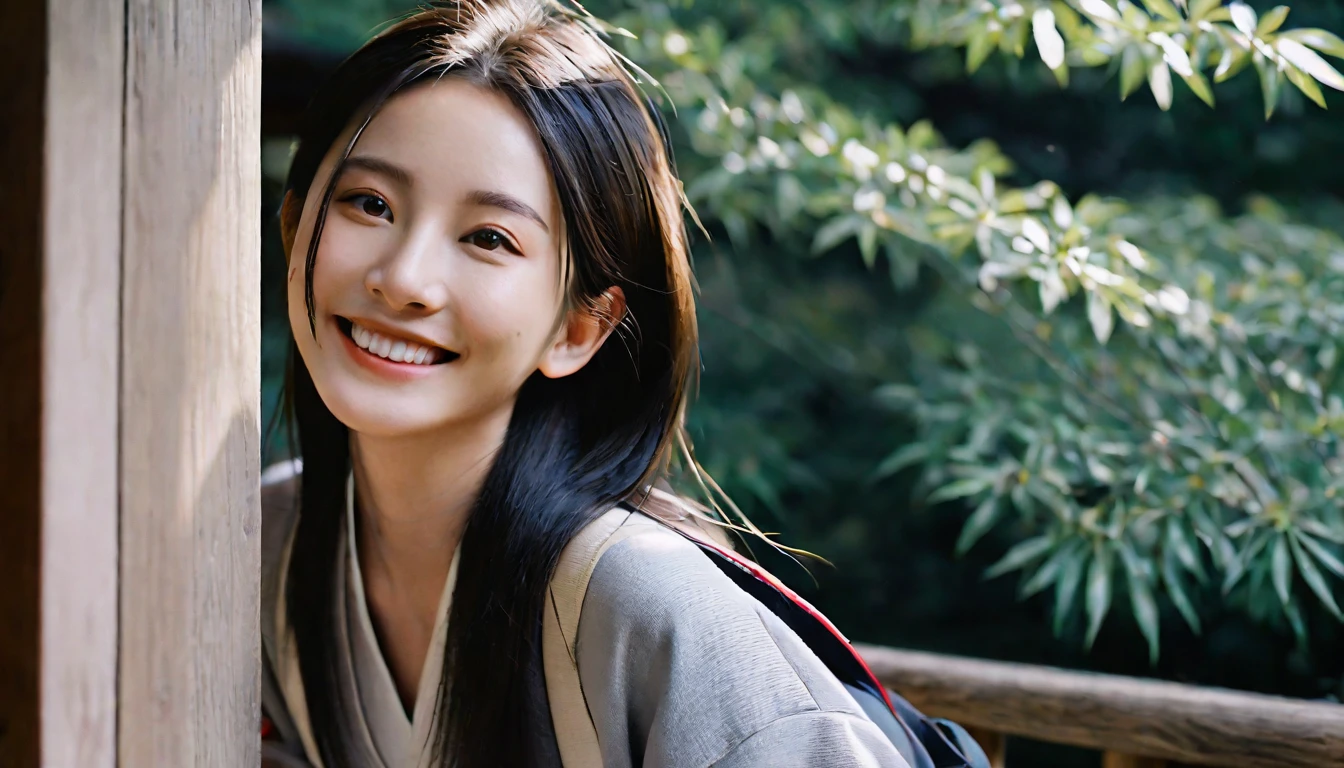 (best quality, masterpiece, ultra detailed, ultra high res, photorealistic, raw photo, absolutely resolution), smile, Japanese, 20 year old woman, out door