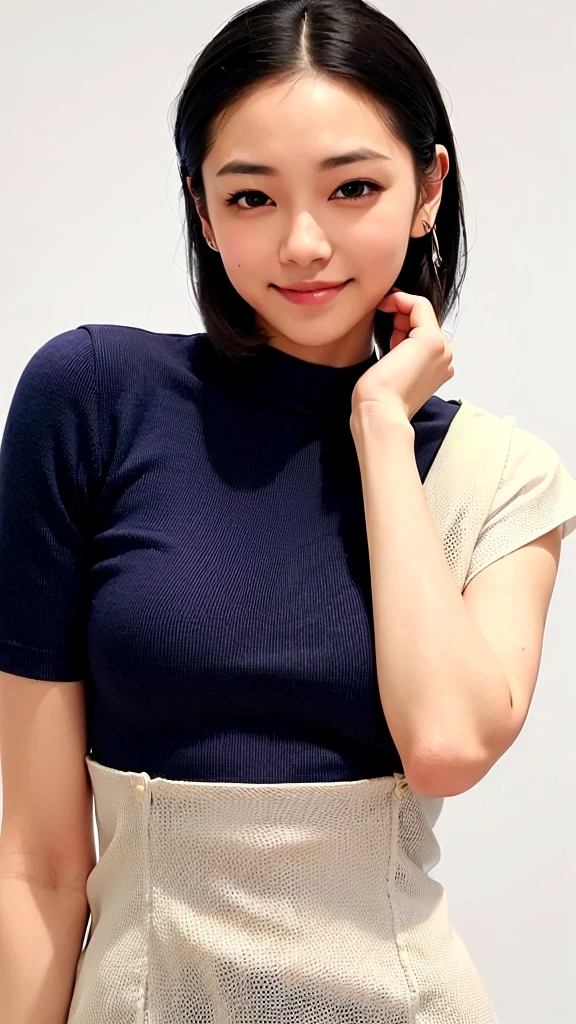 (1 woman:1.99)、(Wide forehead、Very short hair、Very small amount of hair、Forehead、Fuji frame:1.1)、Sunburn、、Naughty、Happy expression、満面のsmile、Weakness、love、I feel very comfortable alone、(pin tuck),((Very sleepy、Improves skin texture,smile、Narrow eyes、Very weak eyesight、Very weak eyeliner、Eyes slightly closed、I know the shape of your head、Oval Face))、(slicked back hair:1.25)、Photographic, Raw photo, Mastepiece, Highly detailed photos, Digital SLR, Photo-realistic 1.4, Super hello nothing, Best Quality,(standing、tilting your head、whole body:1.7)