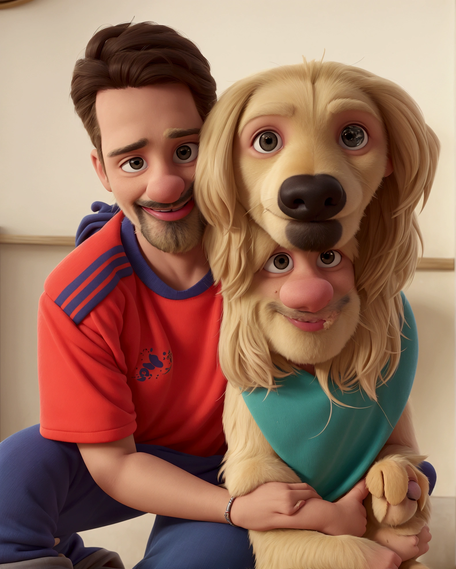 there is a man sitting with a dog in a room, by Amélia Peláez, with your hyperactive puppy, powder Nándor Katona, by Verónica Ruiz de Velasco, by Matteo Pérez, Diego5, by David Rubin, by Luis Miranda, carmelo blandino, by Gina Pellón, by Felipe Device