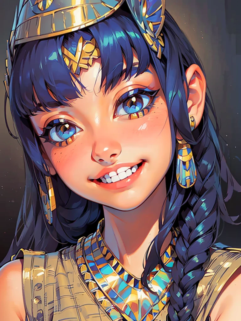 (UHD, retina, masterpiece, ccurate, anatomically correct, textured skin, super detail, high details, high quality, best quality, highres, 1080P, HD, 4K, 8k, 16k), (beautiful detailed eyes, beautiful detailed lips, extremely detailed eyes and face), studio lighting, physically-based rendering, vivid colors, (big tits, super big , super extra big , glamorous body), (thief:1.5), (portrait, blonde hair, shiny hair, shiny skin), (dusk sky, bokeh), (tilt your head to the side:1.5), eye reflection, (blush, smile, tanned skin, cleopatra:1.5),