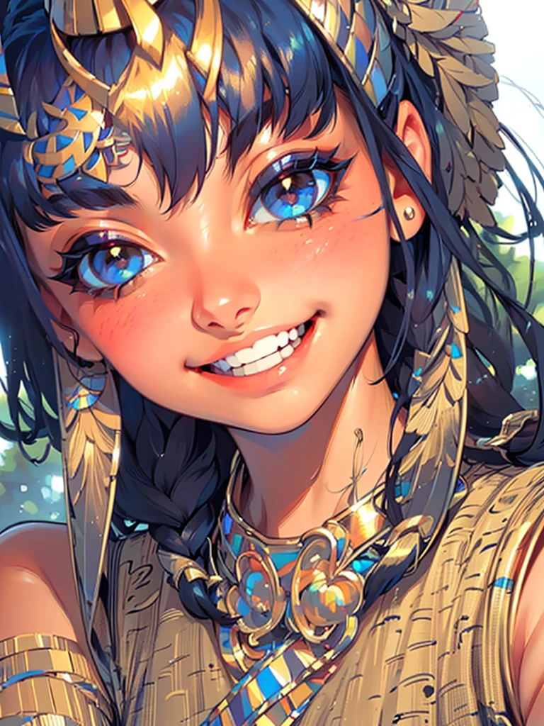 (UHD, retina, masterpiece, ccurate, anatomically correct, textured skin, super detail, high details, high quality, best quality, highres, 1080P, HD, 4K, 8k, 16k), (beautiful detailed eyes, beautiful detailed lips, extremely detailed eyes and face), studio lighting, physically-based rendering, vivid colors, (big tits, super big , super extra big , glamorous body), (thief:1.5), (portrait, blonde hair, shiny hair, shiny skin), (dusk sky, bokeh), (tilt your head to the side:1.5), eye reflection, (blush, smile, tanned skin, cleopatra:1.5),