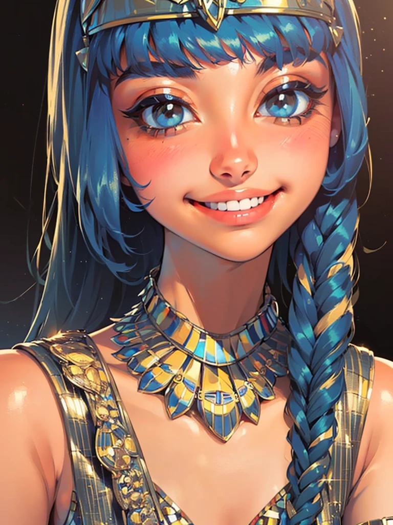 (UHD, retina, masterpiece, ccurate, anatomically correct, textured skin, super detail, high details, high quality, best quality, highres, 1080P, HD, 4K, 8k, 16k), (beautiful detailed eyes, beautiful detailed lips, extremely detailed eyes and face), studio lighting, physically-based rendering, vivid colors, (big tits, super big , super extra big , glamorous body), (thief:1.5), (portrait, blonde hair, shiny hair, shiny skin), (dusk sky, bokeh), (tilt your head to the side:1.5), eye reflection, (blush, smile, tanned skin, cleopatra:1.5),