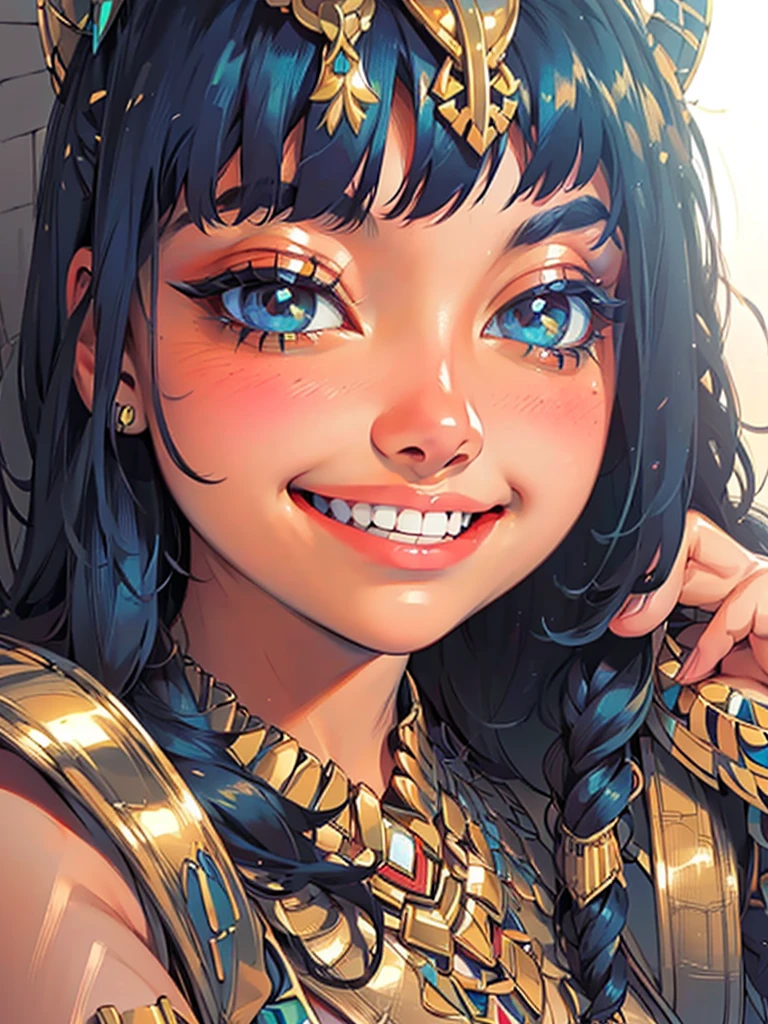 (UHD, retina, masterpiece, ccurate, anatomically correct, textured skin, super detail, high details, high quality, best quality, highres, 1080P, HD, 4K, 8k, 16k), (beautiful detailed eyes, beautiful detailed lips, extremely detailed eyes and face), studio lighting, physically-based rendering, vivid colors, (big tits, super big , super extra big , glamorous body), (thief:1.5), (portrait, blonde hair, shiny hair, shiny skin), (dusk sky, bokeh), (tilt your head to the side:1.5), eye reflection, (blush, smile, tanned skin, cleopatra:1.5),
