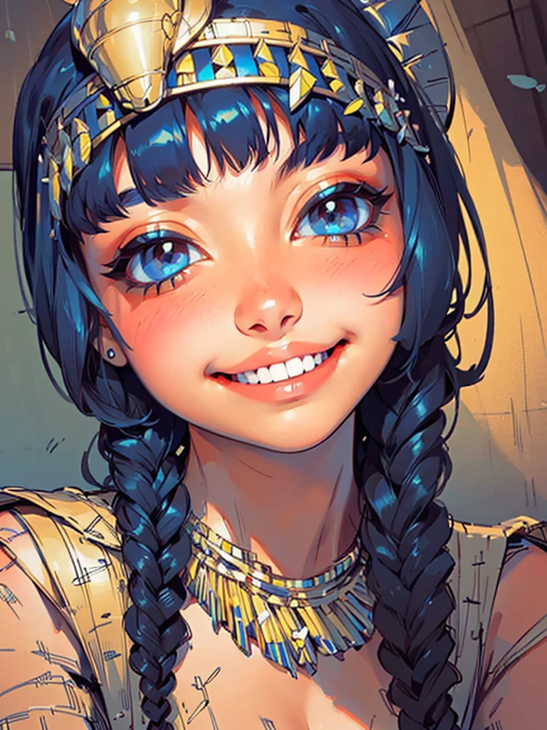 (UHD, retina, masterpiece, ccurate, anatomically correct, textured skin, super detail, high details, high quality, best quality, highres, 1080P, HD, 4K, 8k, 16k), (beautiful detailed eyes, beautiful detailed lips, extremely detailed eyes and face), studio lighting, physically-based rendering, vivid colors, (big tits, super big , super extra big , glamorous body), (thief:1.5), (portrait, blonde hair, shiny hair, shiny skin), (dusk sky, bokeh), (tilt your head to the side:1.5), eye reflection, (blush, smile, tanned skin, cleopatra:1.5),
