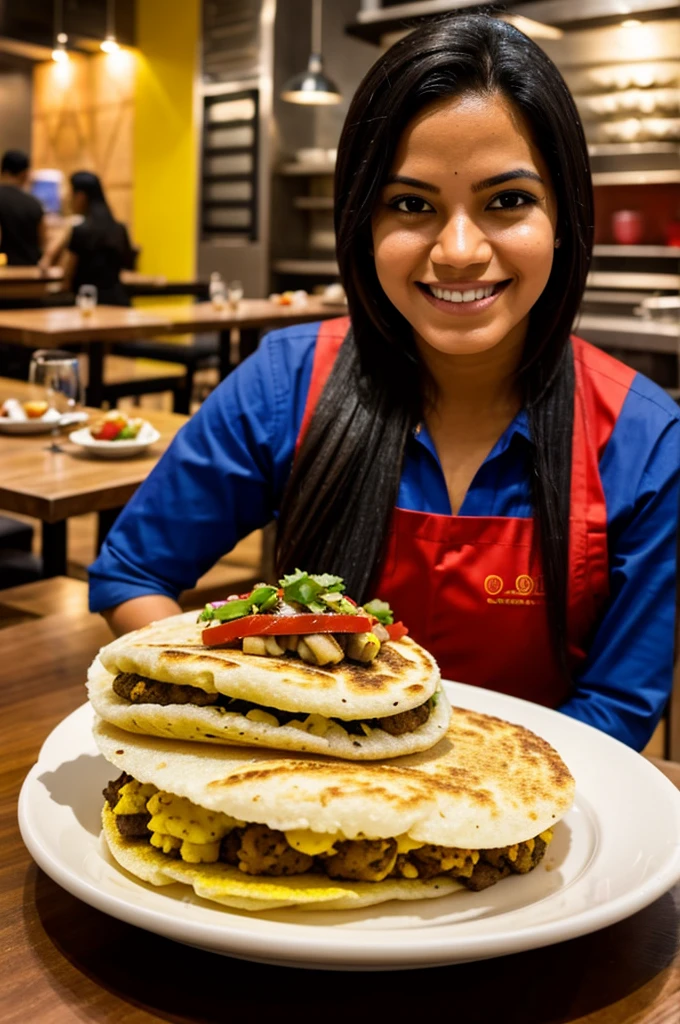 I want you to make me a symbol of a Peruvian-Venezuelan fusion restaurant , where their specialty is arepas with Peruvian fillings
