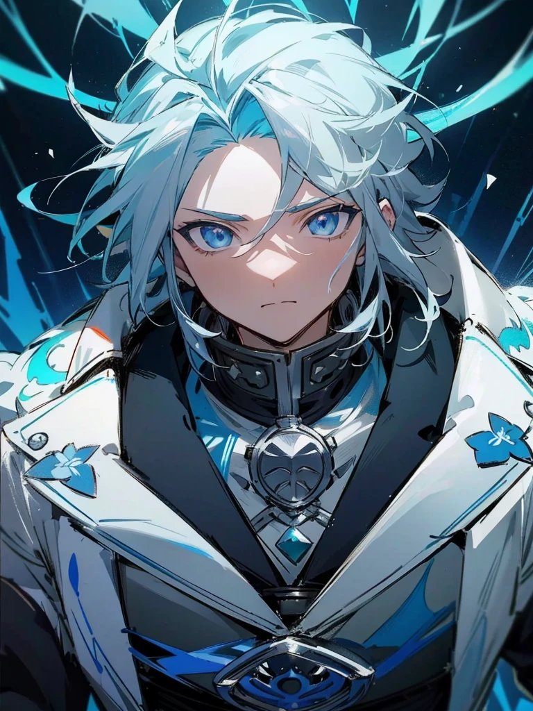 a close-up of a person with blue hair and a white jacket, tall anime guy with blue eyes, handsome guy in demon slayer art, Anime main art, male anime character, anime character detailed art, keqing do impacto genshin, dos arknights, trends on artstation pixiv, best 4k konachan anime wallpaper, nagito komaeda